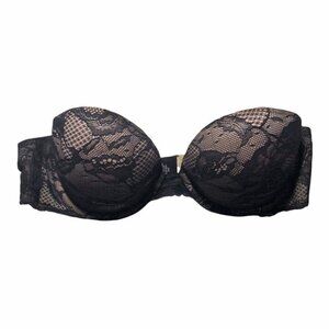 #3405 Victoria's Secret BioFit Multi-Way Lined Strapless Bra 34C Black Underwire